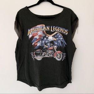 Grey „American Legends“ T-Shirt with Metal Tassels